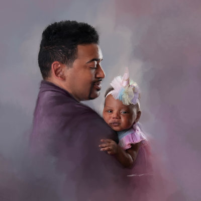 Painted Portrait of a Father + Daughter