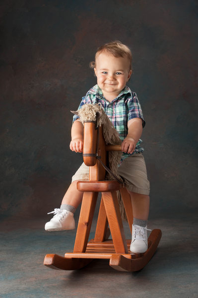 Boy on Rocking Horse (Ann Arbor Baby Photographer)