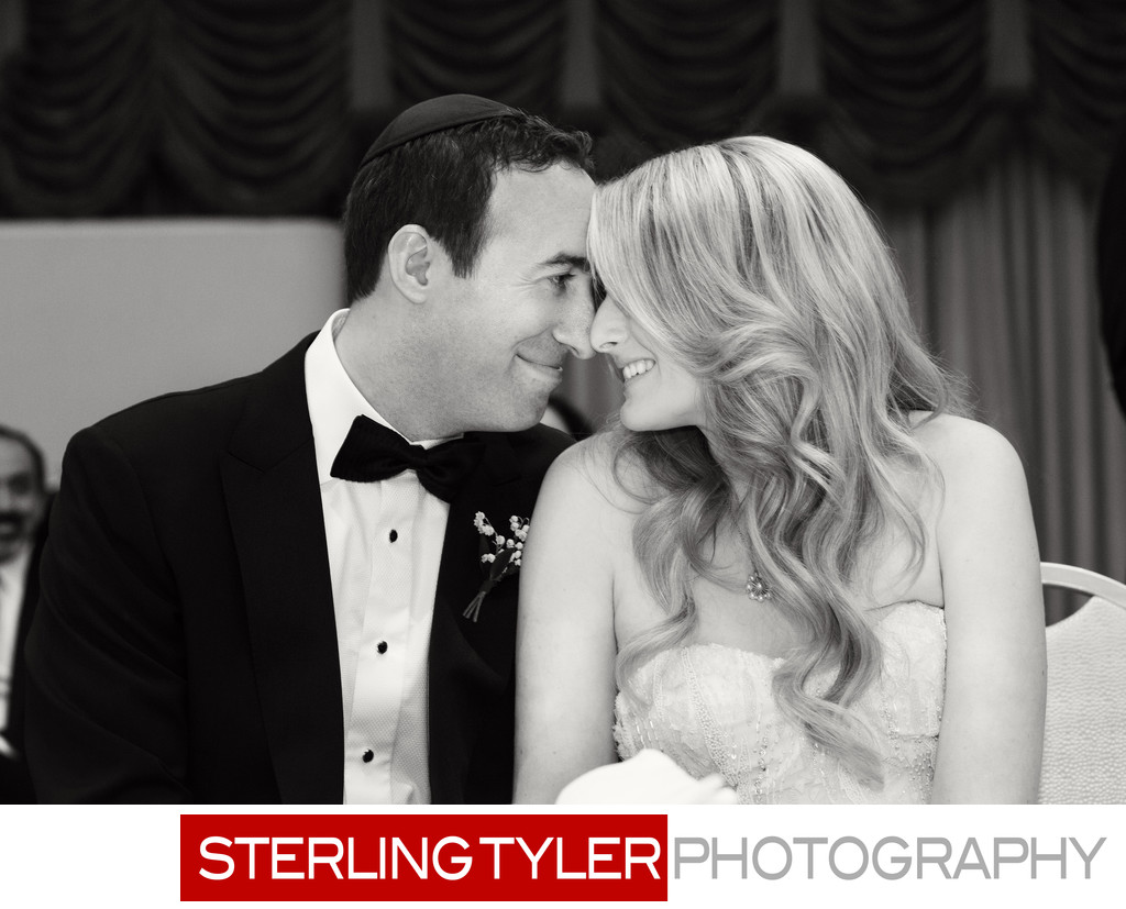 cute black and white wedding candid at beverly hills hotel
