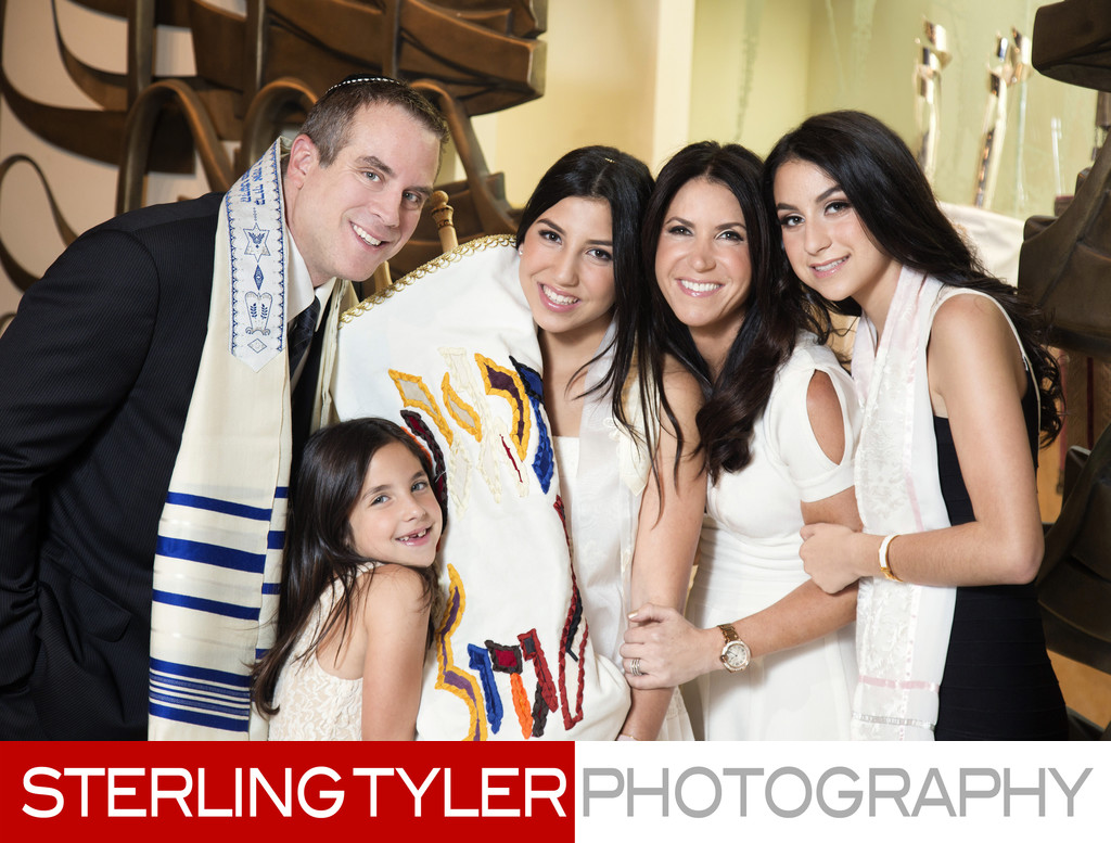 bat mitzvah family portrait with torah at arc 
