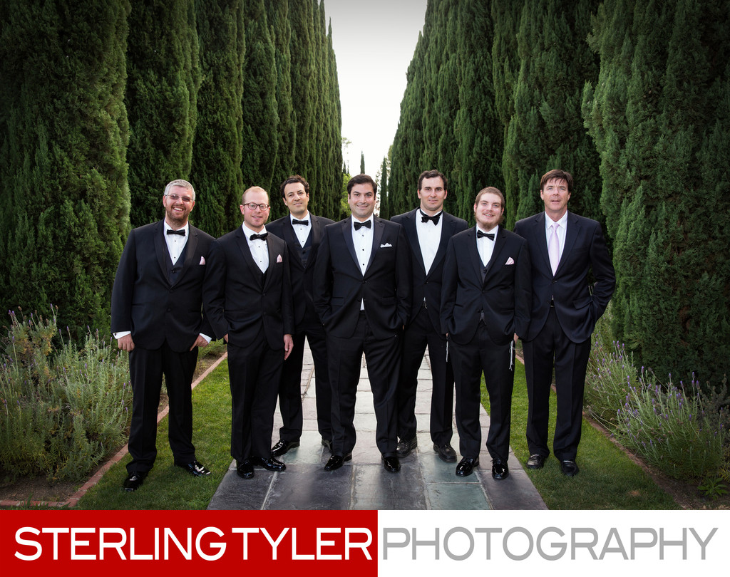 groom with groomsmen greystone mansion wedding photography