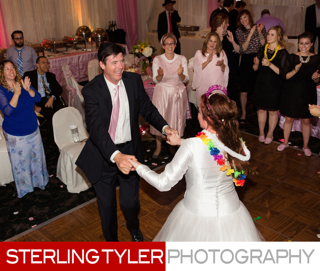 bride dancing with father at frum wedding