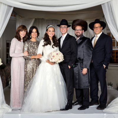 Wedding Portrait With Family At Orthodox Jewish Wedding Sterling