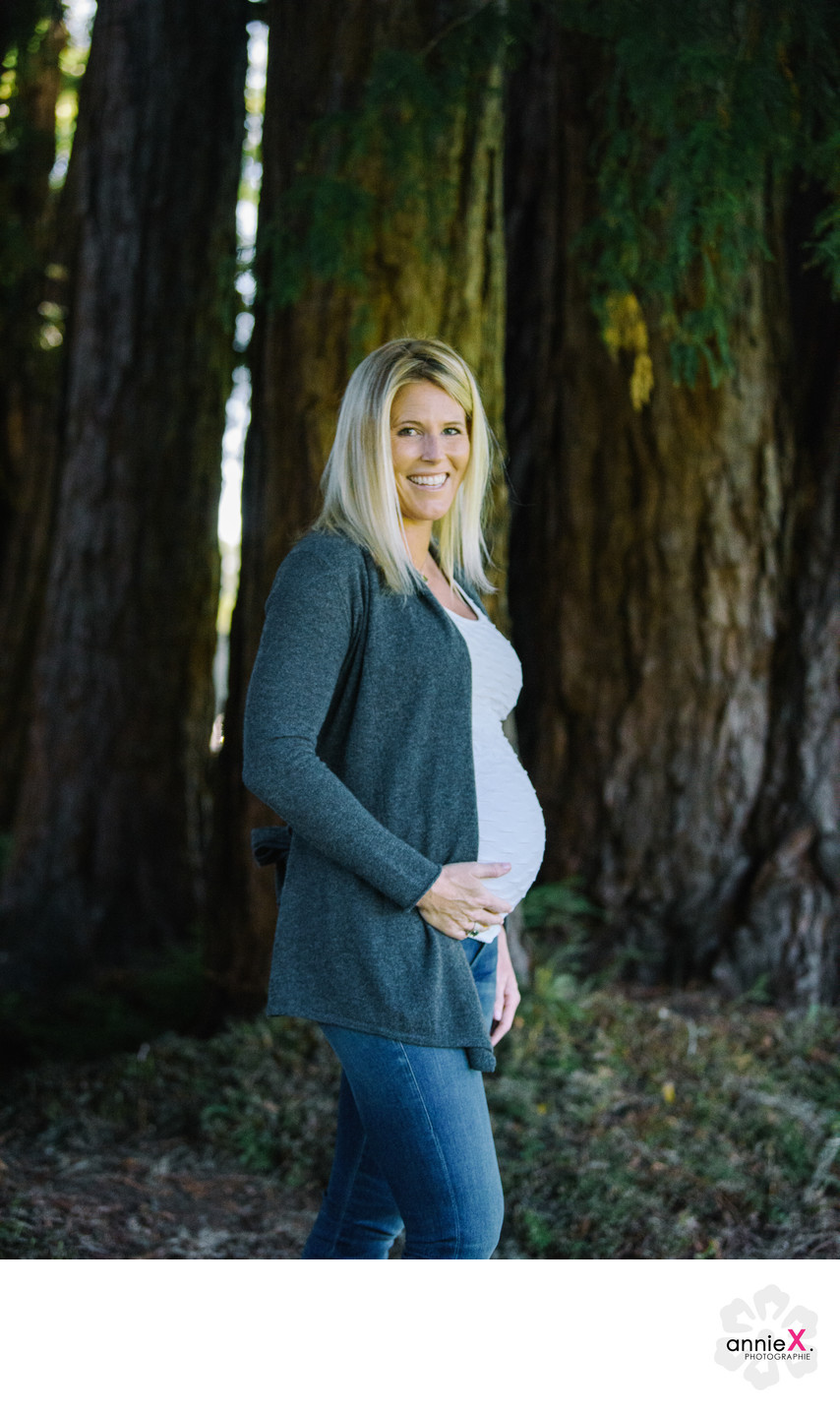 Pregnant mother in Redwoods