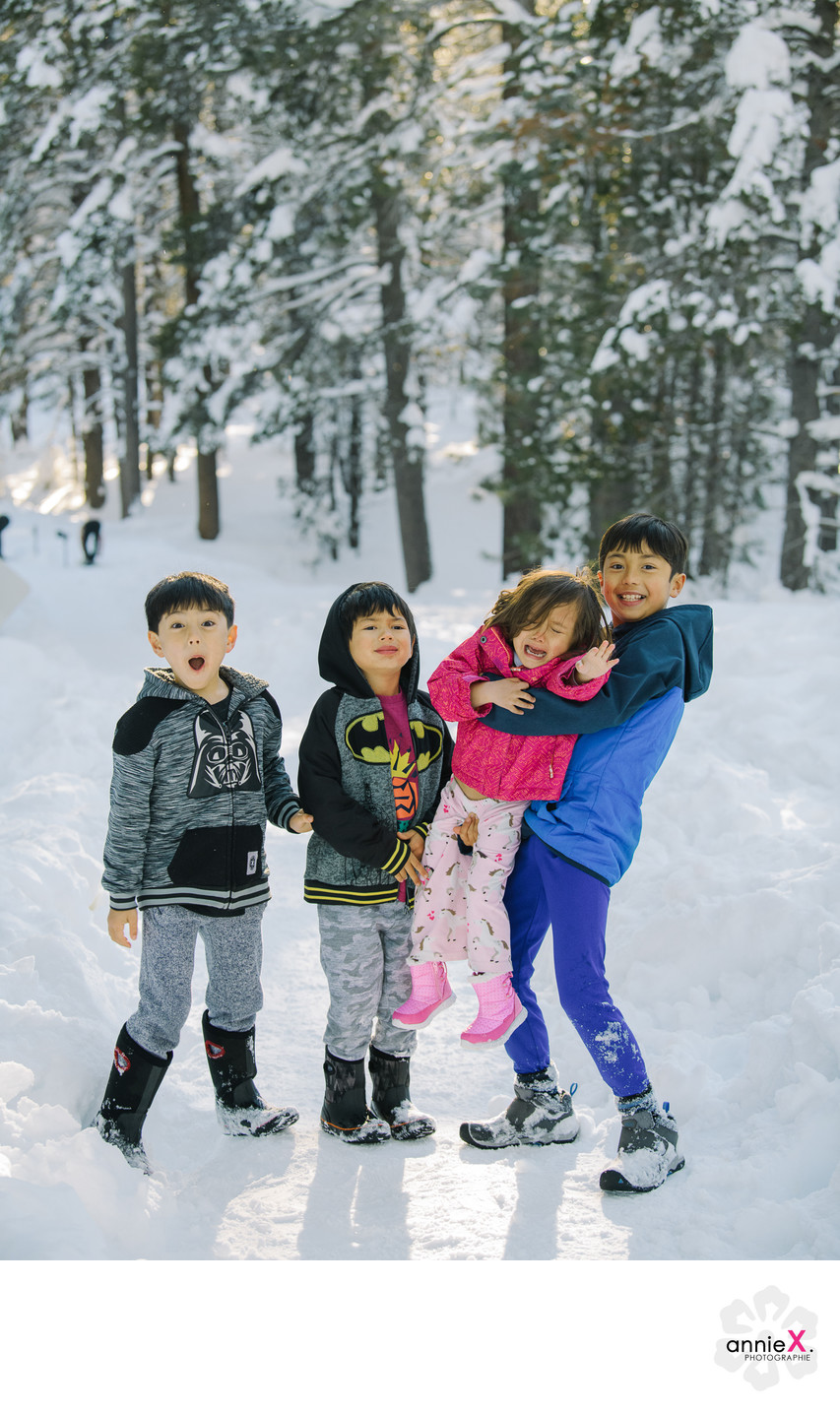 Family Photographer at Donner Lake in winter
