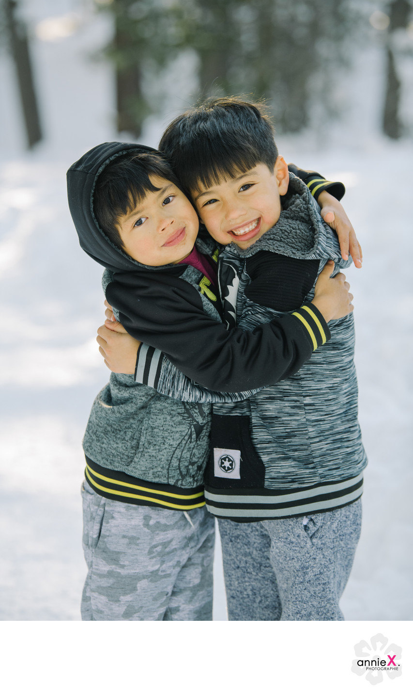 Twin Photographer in winter at Donner Lake