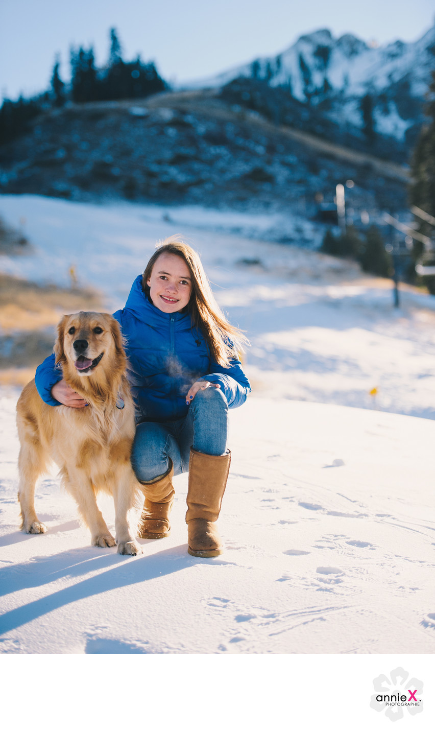 Girl and her dog in Squaw Valley