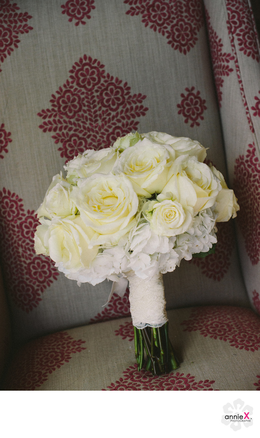 white bouquet in Martis Camp Lodge