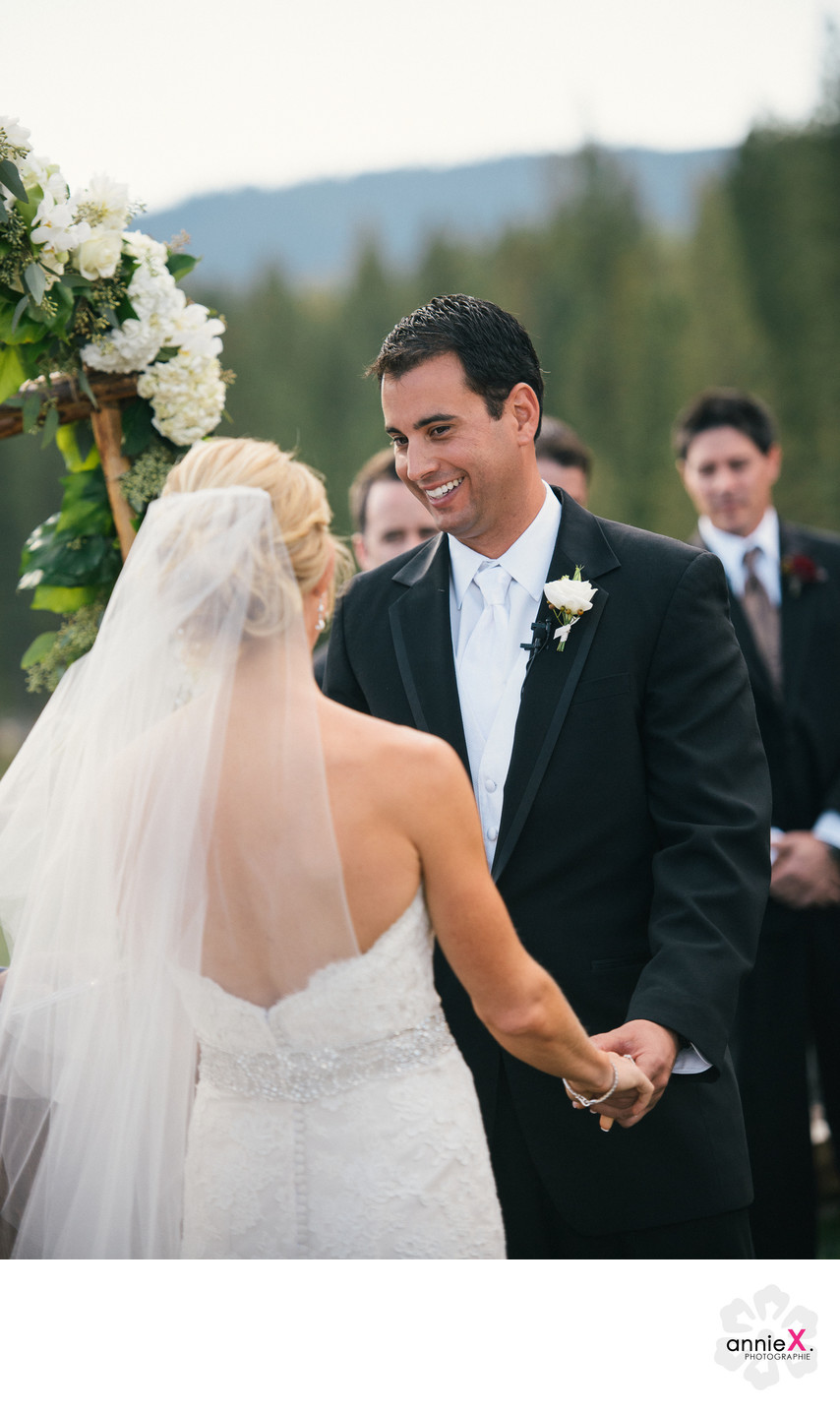 Groom during ceremony at Martis Camp