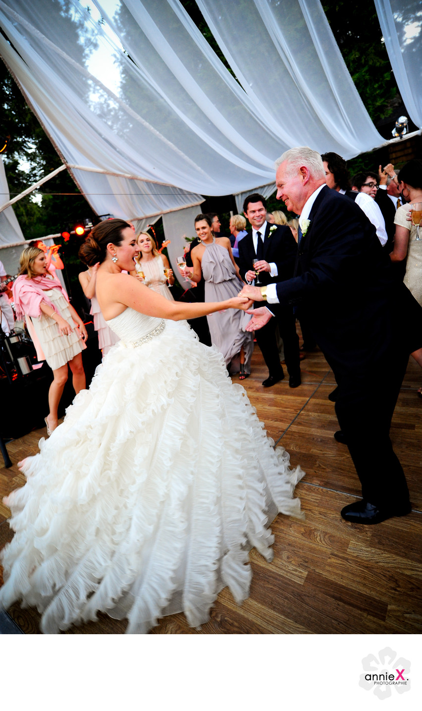 Bride and grandfather dance at private estate wedding