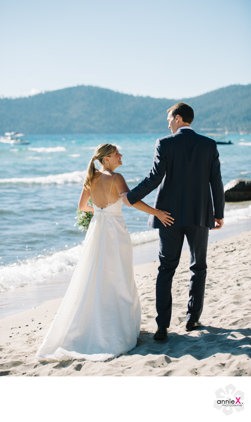 Lake Tahoe fall wedding on the beach photographer