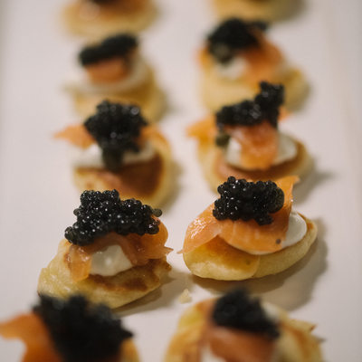 salmon and caviar bites by Redtruck catering