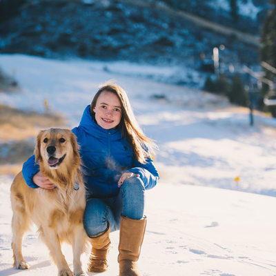 Girl and her dog in Squaw Valley