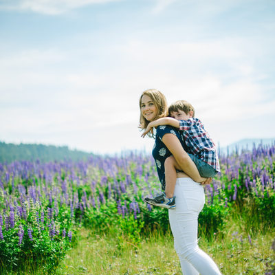 mother and son portrait in Lake Tahoe