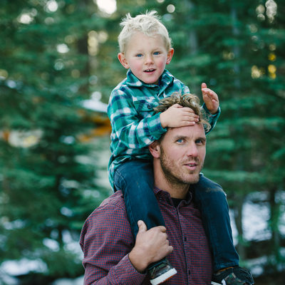 Father and boy portrait in truckee