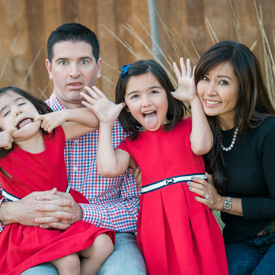 silly faces image during family portrait session in SF