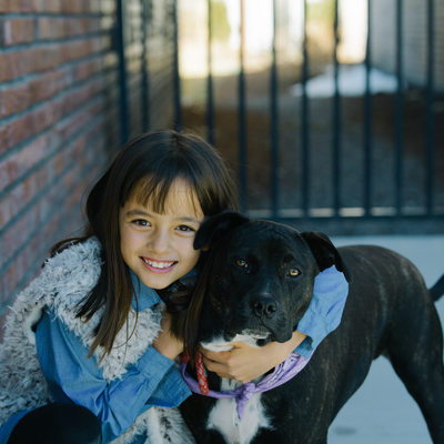 Girl and her dog in Truckee california