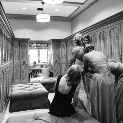 Bride gets ready in Martis Camp Lodge