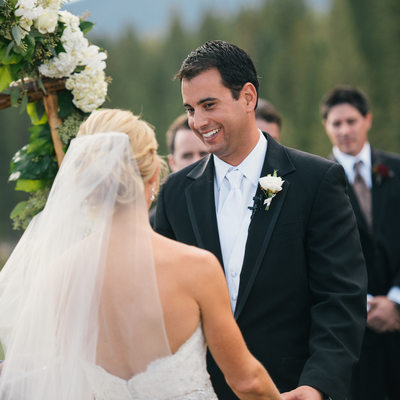 Groom during ceremony at Martis Camp