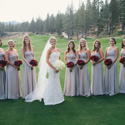 Bride and Bridesmaids on Golf course at Martis Camp