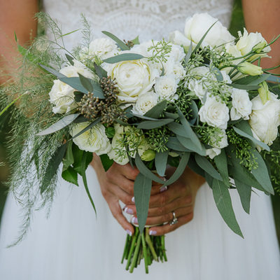 Bride and her White bouquet