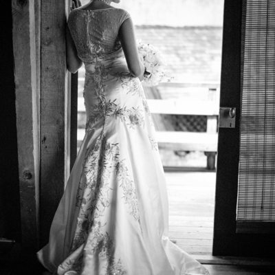 Black and white film bride portrait