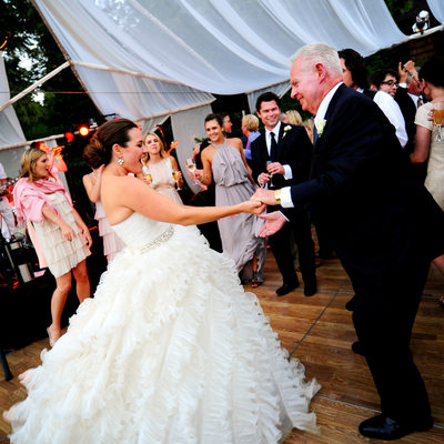 Bride and grandfather dance at private estate wedding