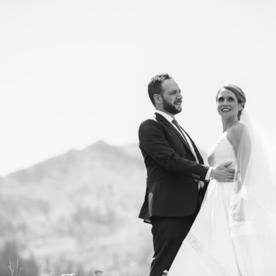 Black and White bride and groom portrait