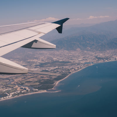 Travel plane view Puerto Vallarta bay