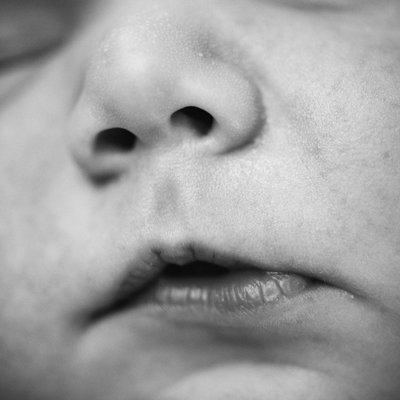 Newborn baby face close up