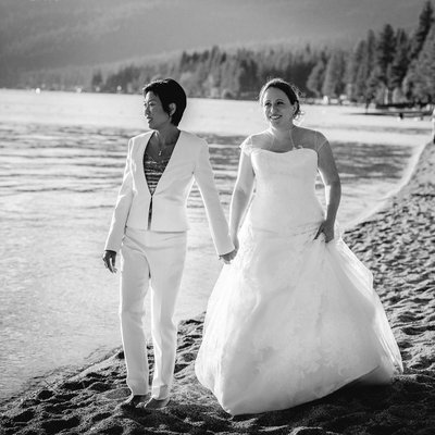 two brides at Hyatt Lake Tahoe