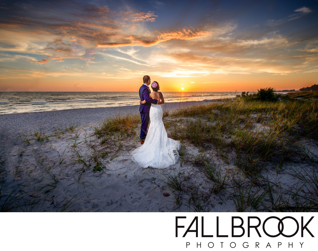 couple watch spectacular sunset longboat key wedding