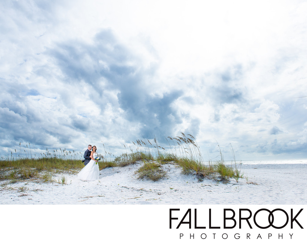 couple portrait stormy skies florida beach wedding photographer