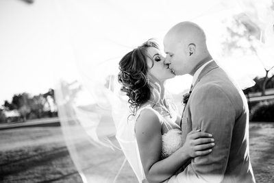 couple kiss black white sarasota wedding photographer