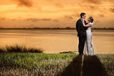 couple sunset portrait sarasota bay wedding photographer