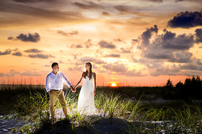 beautiful couple portrait sunset holmes beach anna maria island