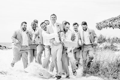 groom groomsmen black white portrait florida wedding