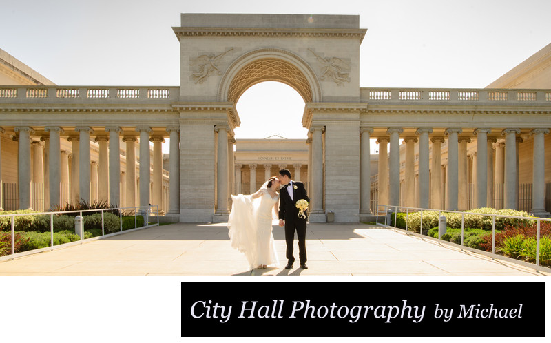 Marriage kiss at the San Francisco Legion of Honor