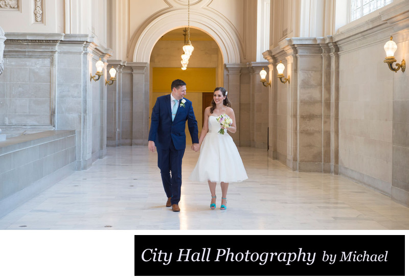 Bride and Groom Walking North Gallery fourth floor