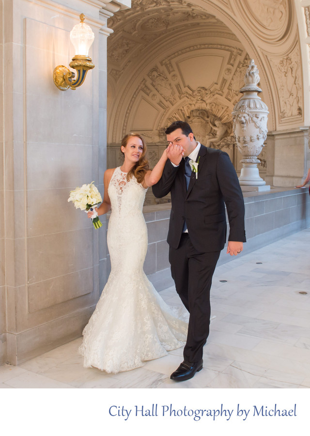 Candid photo of bride and groom after wedding ceremony - Wedding Photographer San Francisco City ...