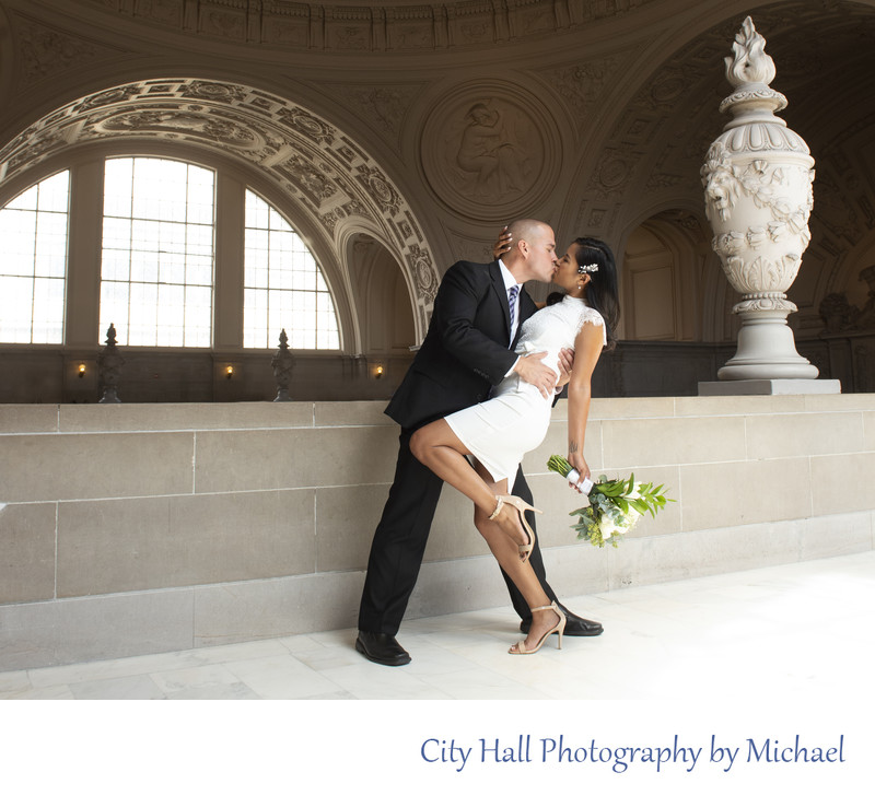 Wedding Dip shot on 4th Floor of San Francisco City Hall