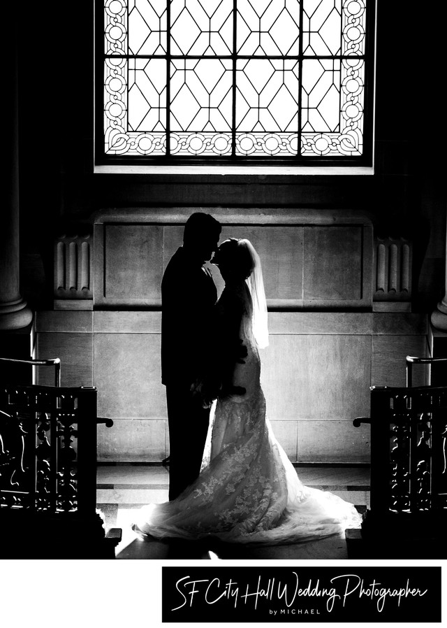 Dramatic lighting in front of City Hall Textured window in San Francisco