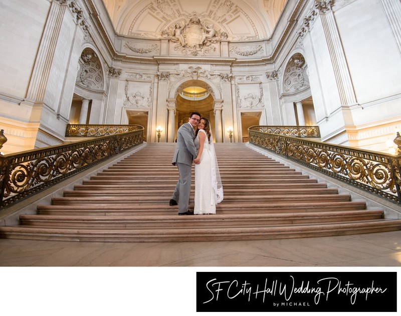 Unique wedding photography Image looking up the Grand Staircase