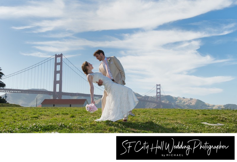 Crissy Field wedding photography after SF City Hall 