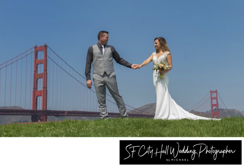 Crissy Field Wedding Photography with the Golden Gate Bridge in the background