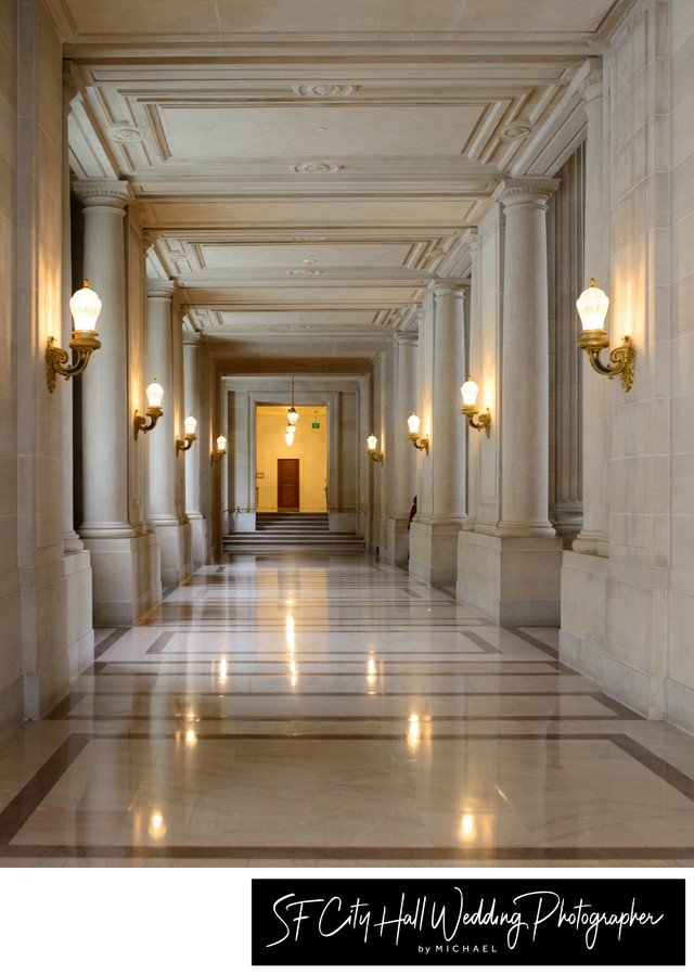 2nd Floor Hallway at San Francisco City Hall - Wedding Photography