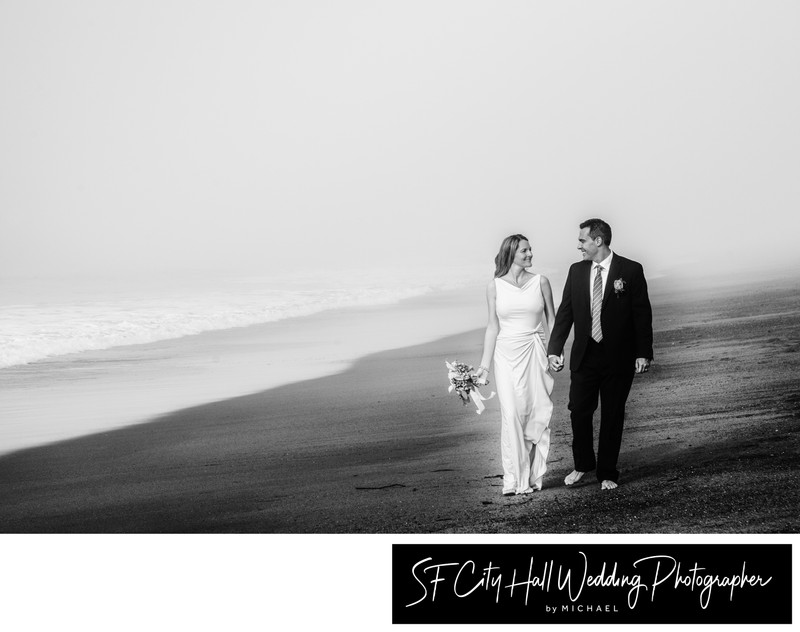 Fog Covered Golden Gate Bridge wedding photography