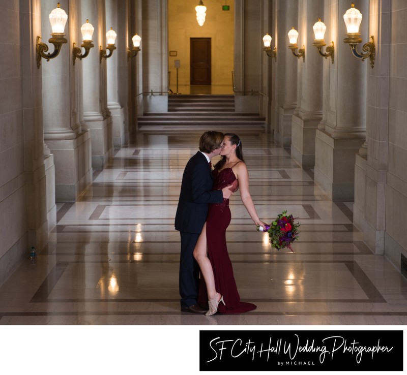 Red Wedding Dress at San Francisco city hall - Wedding Photography