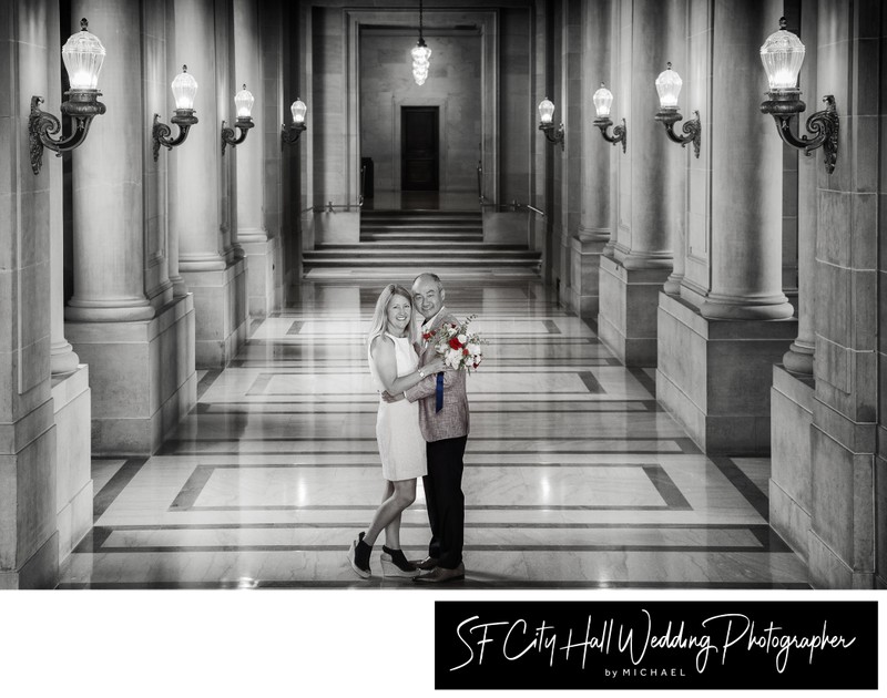Wedding photography at San Francisco city hall in Black and White