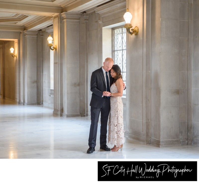 Romantic San Francisco city hall wedding photography on 2nd floor
